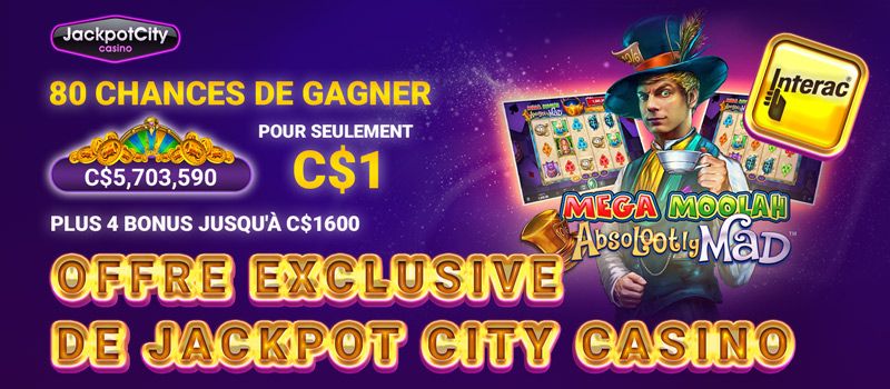 				Casino Jackpot City : Bonus exclusif de 1600 € PTN + 80 tours gratuits							 picture 1